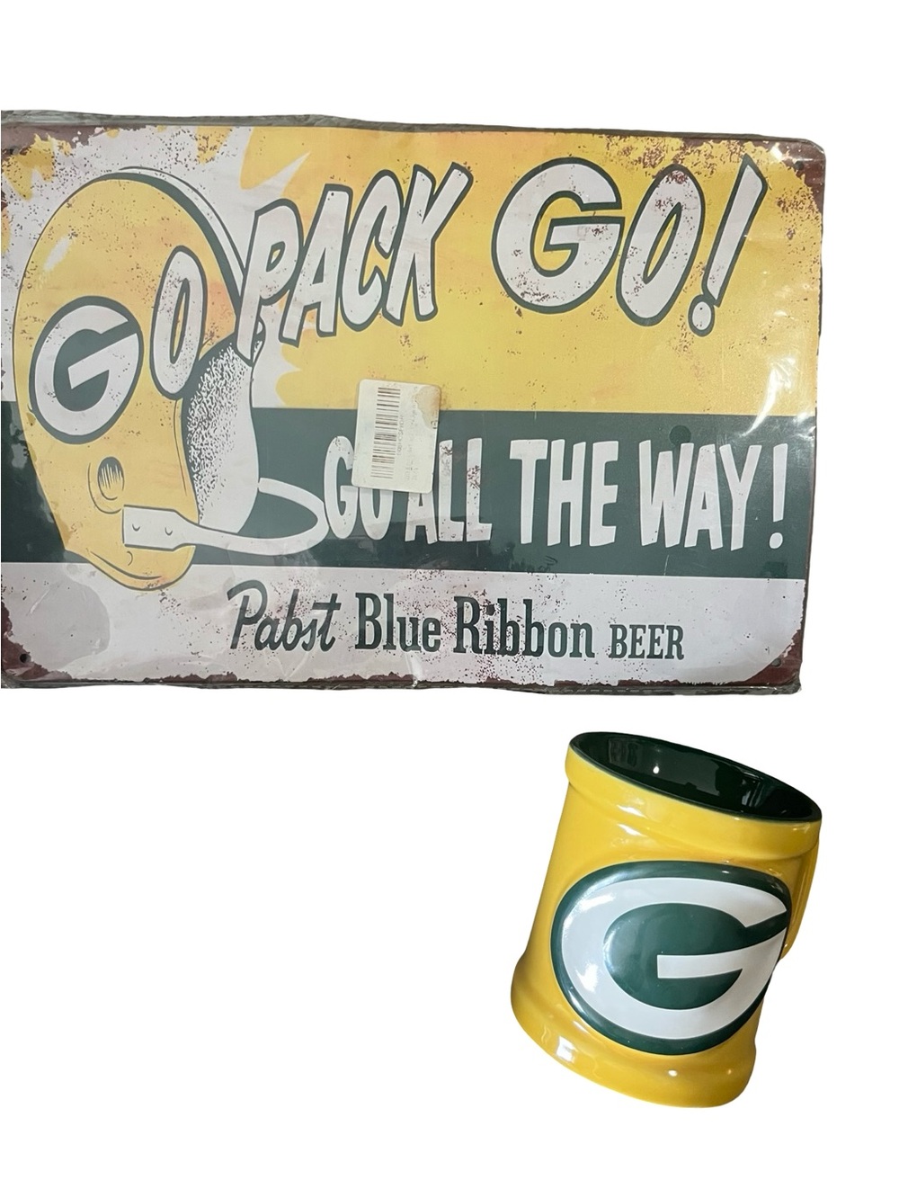 Packers NFL steel sign coffee mug sports fans football man cave team spirit